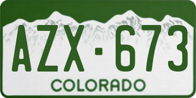 CO license plate AZX673