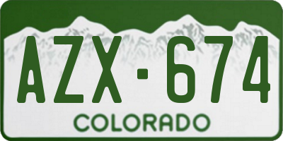 CO license plate AZX674