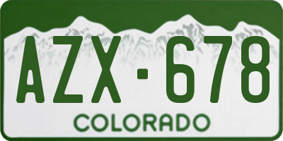 CO license plate AZX678