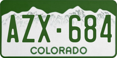 CO license plate AZX684