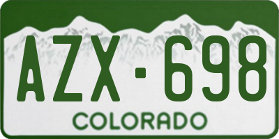 CO license plate AZX698