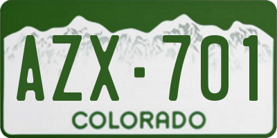 CO license plate AZX701