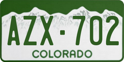 CO license plate AZX702