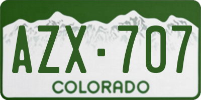 CO license plate AZX707