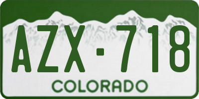 CO license plate AZX718