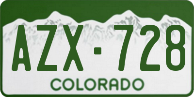 CO license plate AZX728