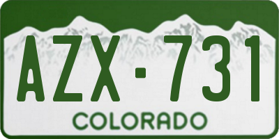 CO license plate AZX731