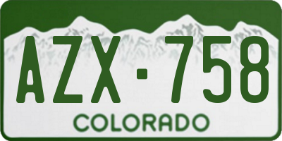 CO license plate AZX758