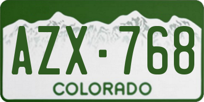 CO license plate AZX768