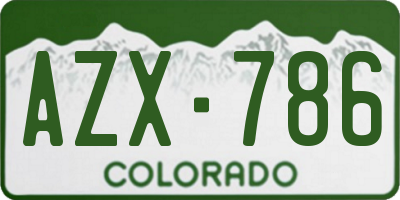 CO license plate AZX786