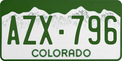 CO license plate AZX796