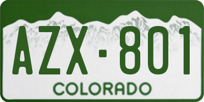 CO license plate AZX801