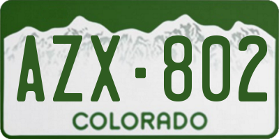 CO license plate AZX802