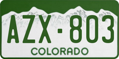 CO license plate AZX803