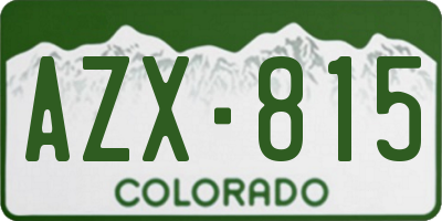 CO license plate AZX815