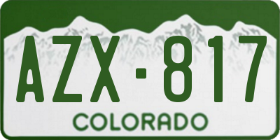 CO license plate AZX817