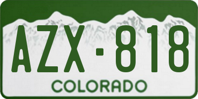 CO license plate AZX818