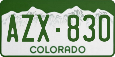 CO license plate AZX830