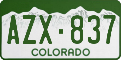 CO license plate AZX837