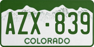 CO license plate AZX839