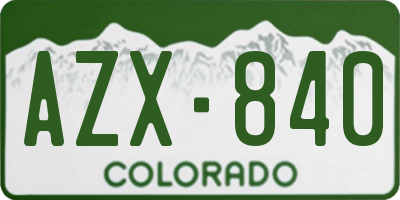 CO license plate AZX840