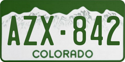 CO license plate AZX842