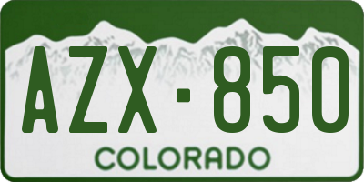 CO license plate AZX850