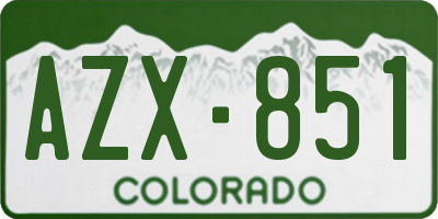 CO license plate AZX851