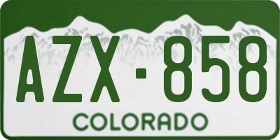 CO license plate AZX858