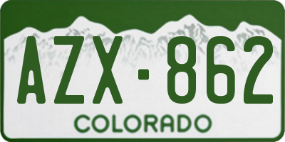 CO license plate AZX862