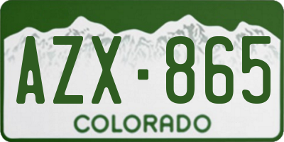 CO license plate AZX865