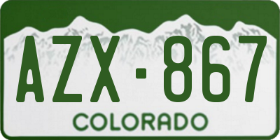 CO license plate AZX867