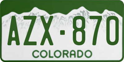 CO license plate AZX870