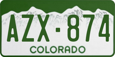 CO license plate AZX874