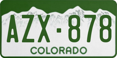 CO license plate AZX878