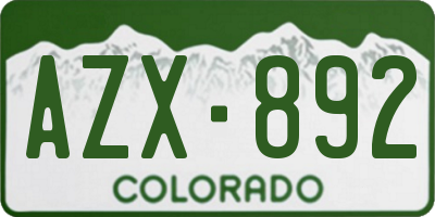 CO license plate AZX892