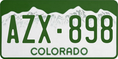 CO license plate AZX898