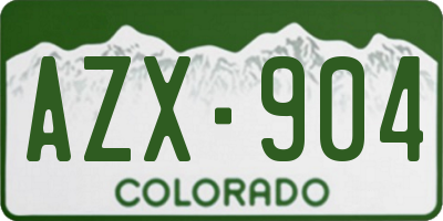 CO license plate AZX904