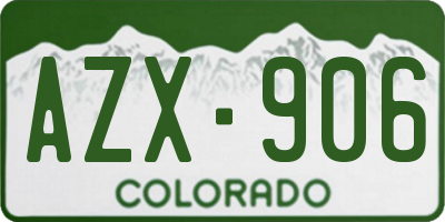 CO license plate AZX906