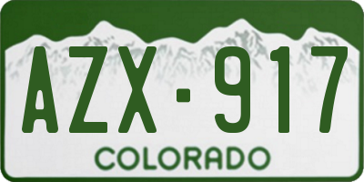 CO license plate AZX917