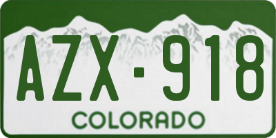 CO license plate AZX918