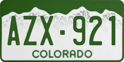 CO license plate AZX921