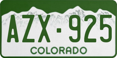 CO license plate AZX925