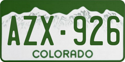 CO license plate AZX926