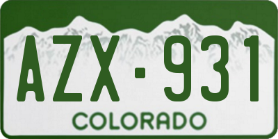 CO license plate AZX931