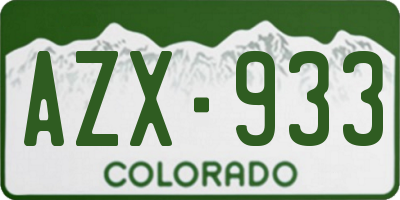 CO license plate AZX933