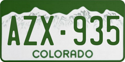 CO license plate AZX935