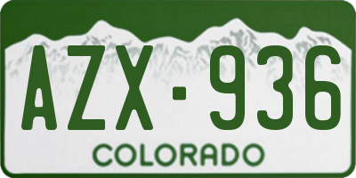 CO license plate AZX936