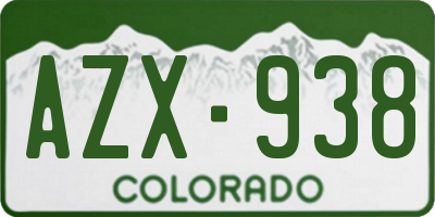 CO license plate AZX938