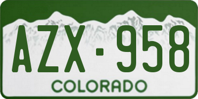 CO license plate AZX958